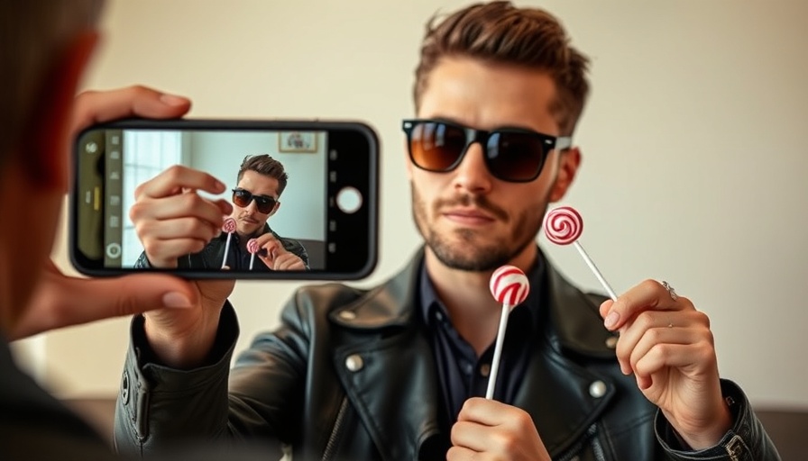 Stylish man with sunglasses and lollipops in Hollywood setting.