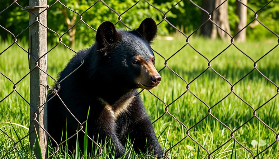Black bear behind fence, relating to Florida bear hunting discussion