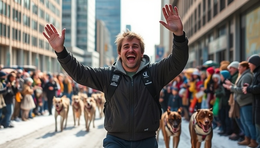 Jessie Holmes Iditarod win 2025 celebration on urban street.