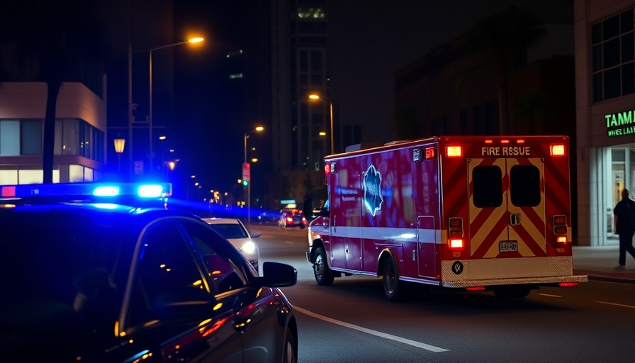 Emergency scene involving Tampa Fire Rescue ambulance with police.