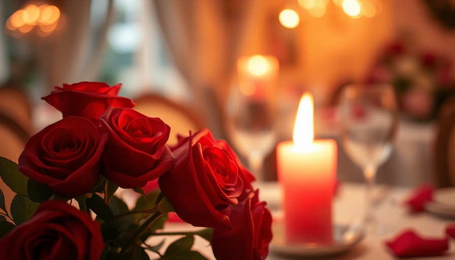 Romantic dinner with roses and candlelight to rekindle romance.