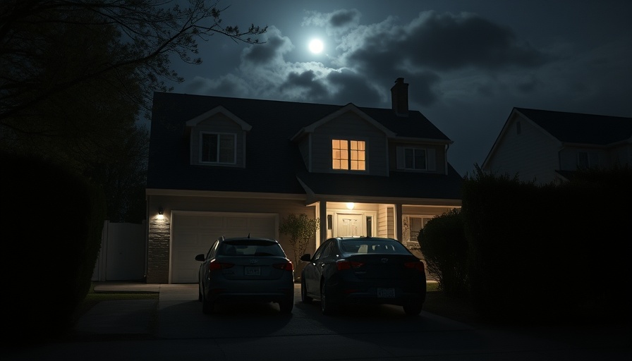 Residential home at night in Pompano Beach with parked cars.