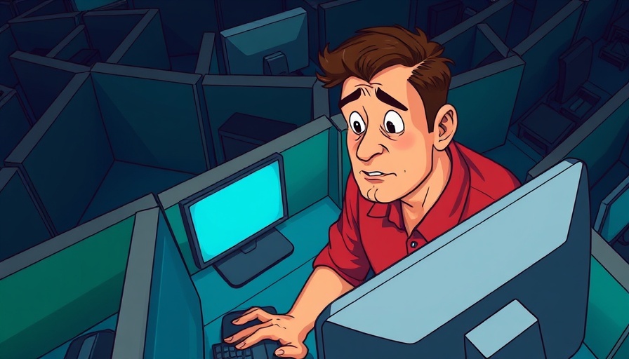 Man in cubicle maze, pondering clarity and feedback at work.
