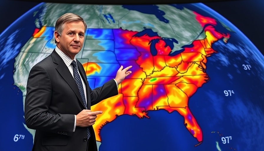 Meteorologist presents weather map indicating dry air and fire threat in Southeast USA.