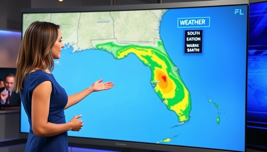 South Florida Weather Forecast showing radar map with presenter.