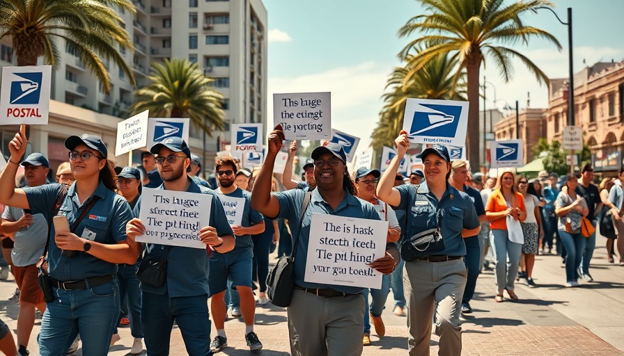 USPS workers protest to protect U.S. Postal Service on a city street.