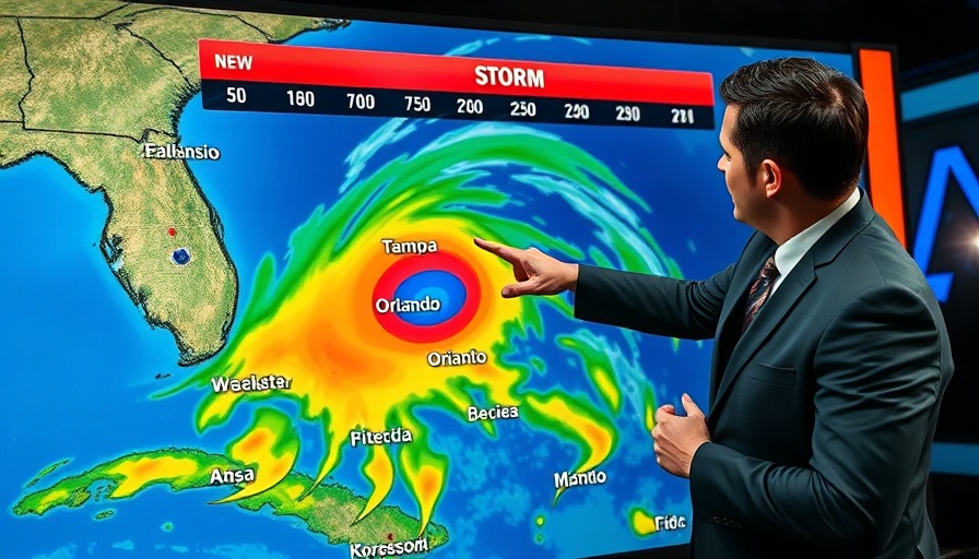 Orlando News weather update with storm approaching Florida map.