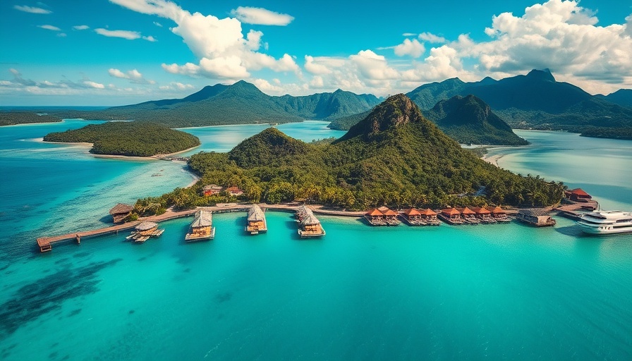 Scenic views of Punta Cana with overwater bungalows and turquoise sea.