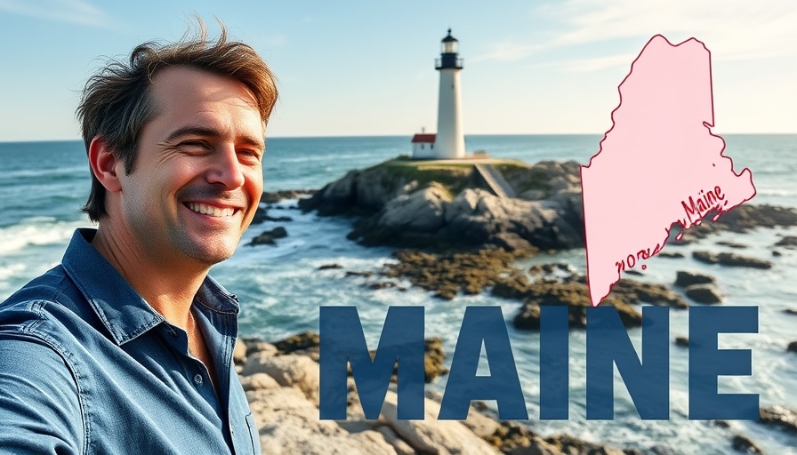 RV Travel in Maine: Smiling man at Maine lighthouse.
