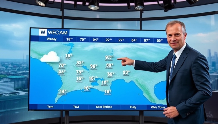 Orlando News weatherman presenting temperature map