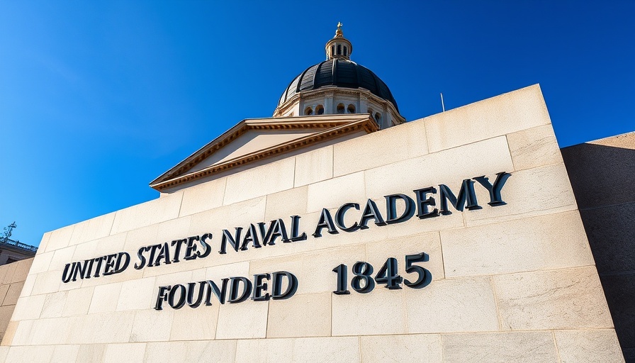 United States Naval Academy wall with dome under sunlight.