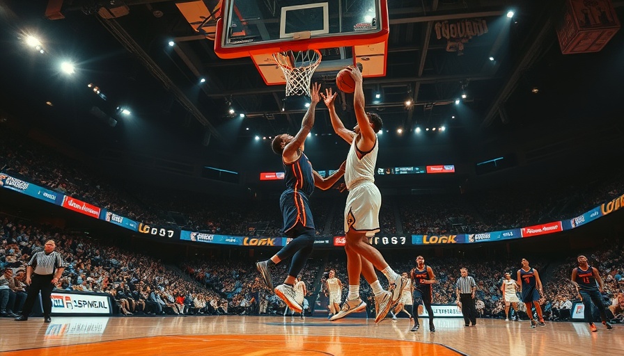 Florida NCAA Championship Game basketball action, players mid-jump.