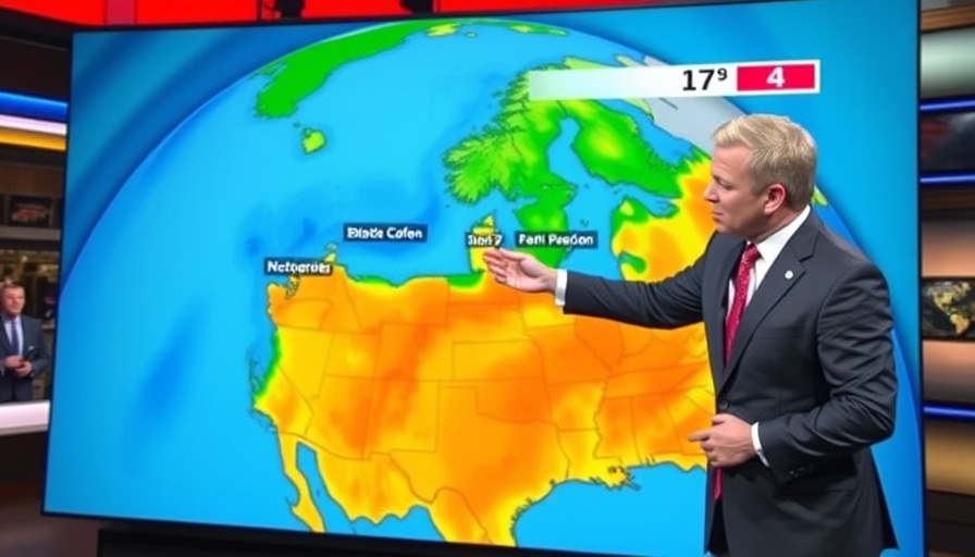 Orlando weather update with presenter showing warmer temperatures.