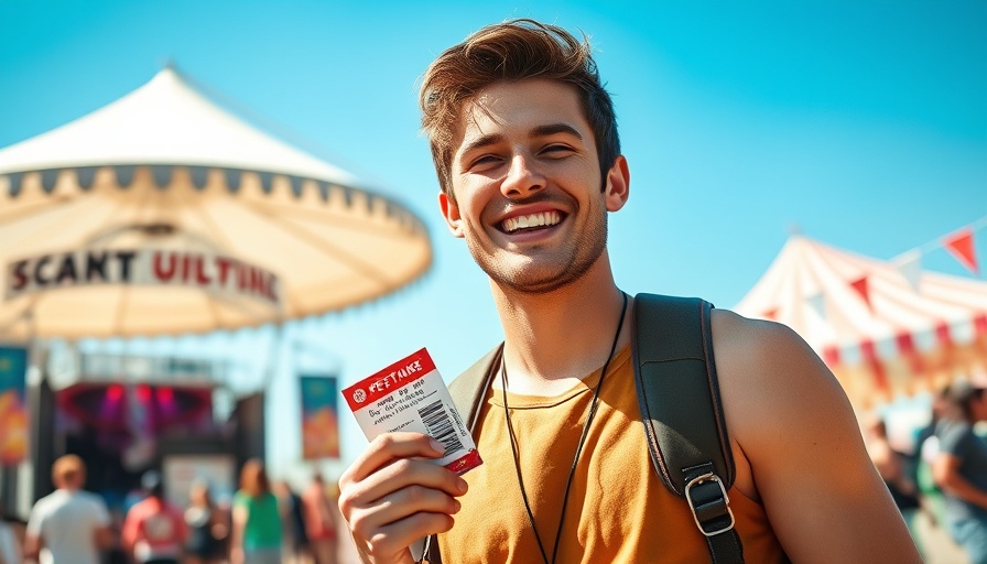 Orange Blossom Jazz Fest attendee smiling under sunny sky.