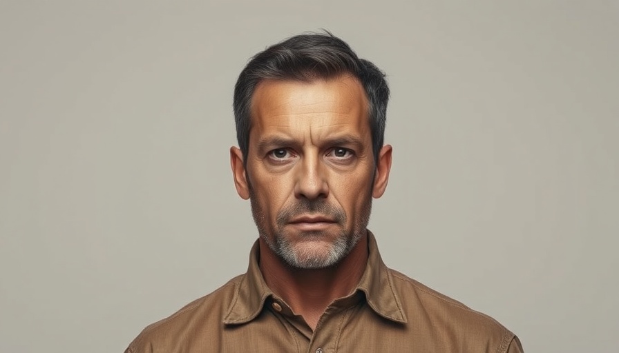 Convicted murderer mistakenly released, serious expression, photorealistic
