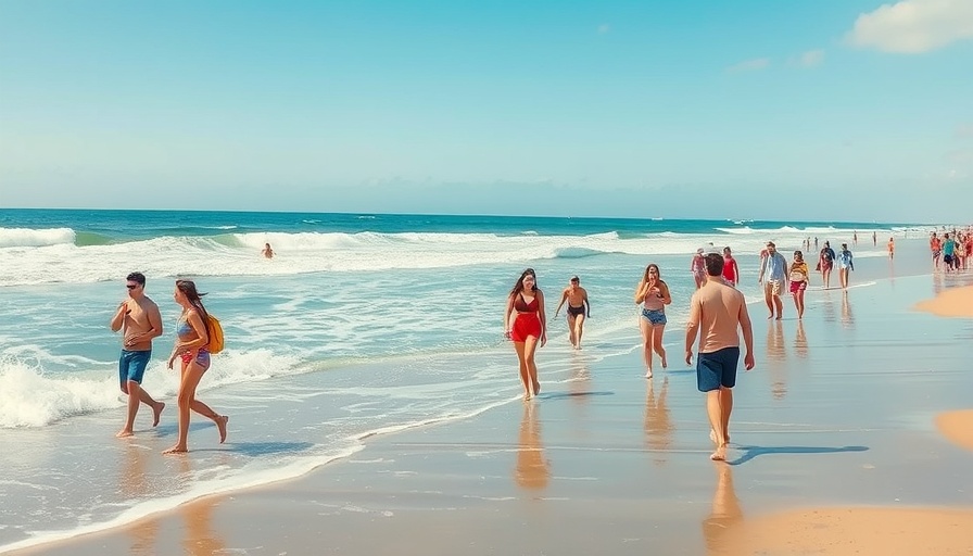 Cocoa Beach incident airlift: sunny scene with people at the shore