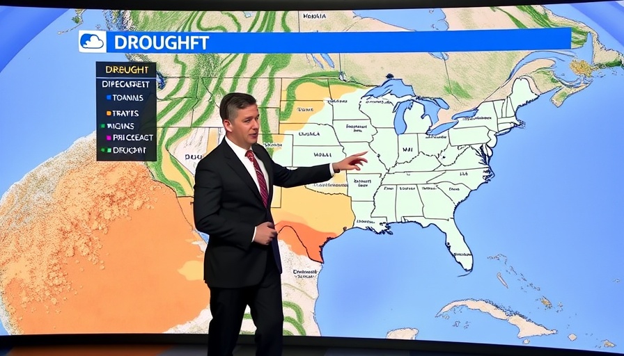 Florida news weather update with drought map and presenter.