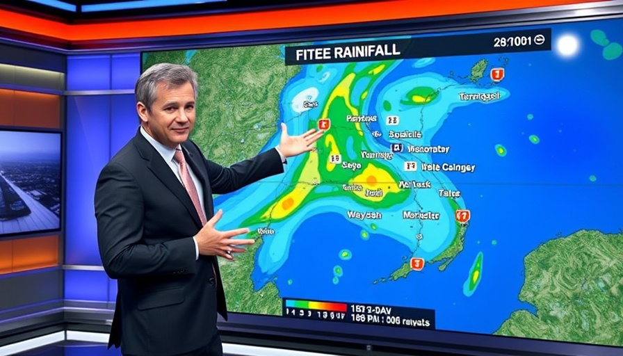 Florida Weather Updates: Presenter shows rainfall forecast map.
