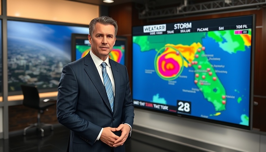 Florida News: Weather reporter presents storm updates with live radar.