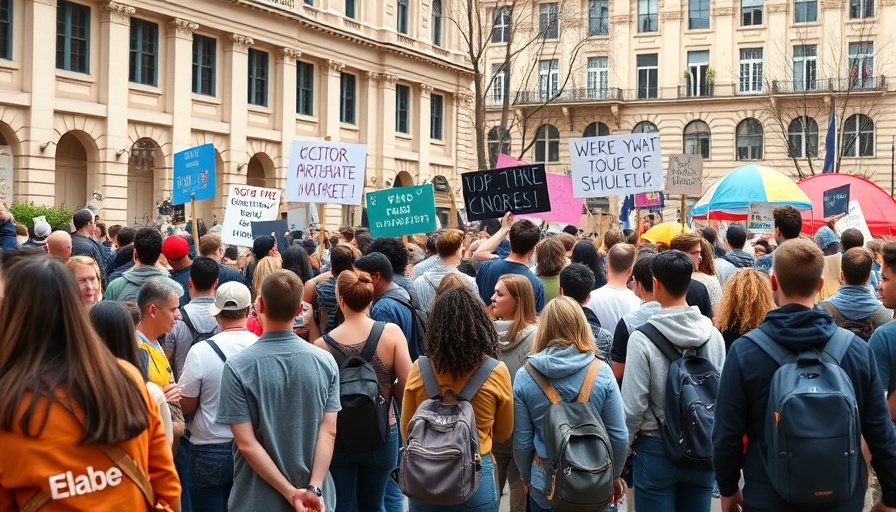 International students protest against being wrongly labeled as criminals on a university campus.