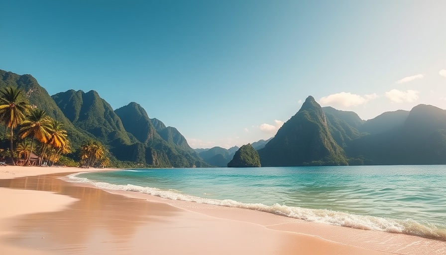 Scenic tropical beach in Kauai with clear blue waters, palm trees, Travel Destinations.