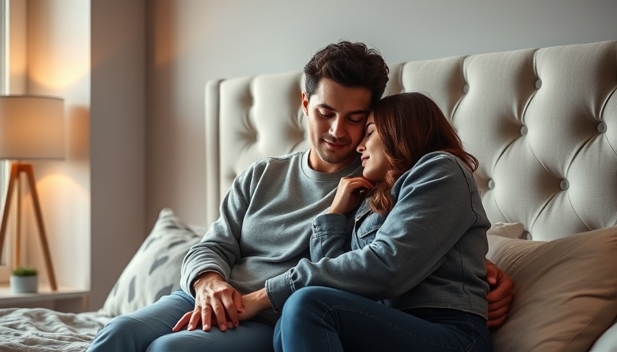 Tender couple engaged in a heartfelt moment inside a cozy room.