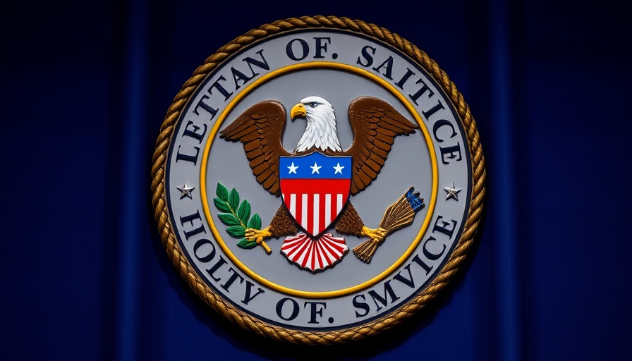 Department of Justice emblem representing authority, related to abortion medication access.