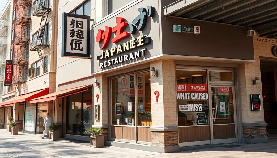 Exterior of a Japanese restaurant with a headline questioning what caused an incident, related to Florida restaurant illness.