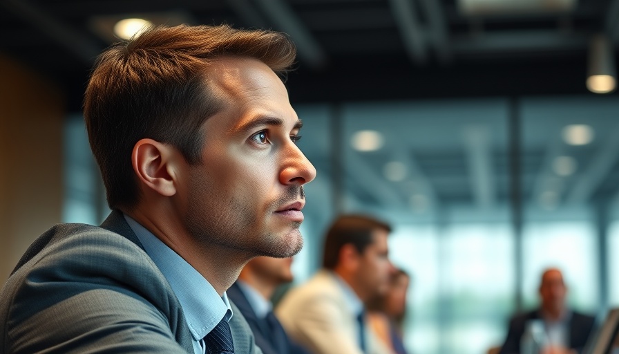 Professional man attentively listening in a meeting room.