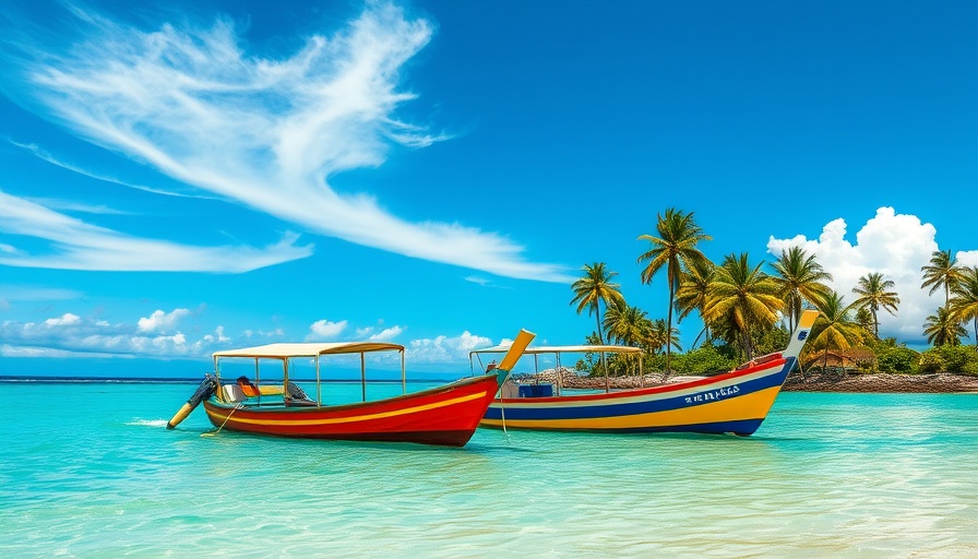 Beautiful landscapes Brazil with tropical beach and boats.