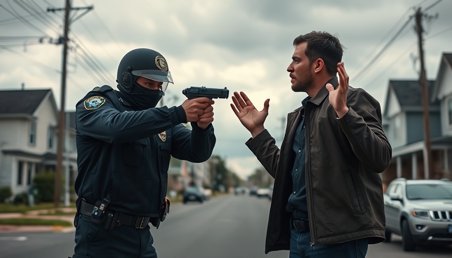 Miami police officer confronts man during tense street scene.