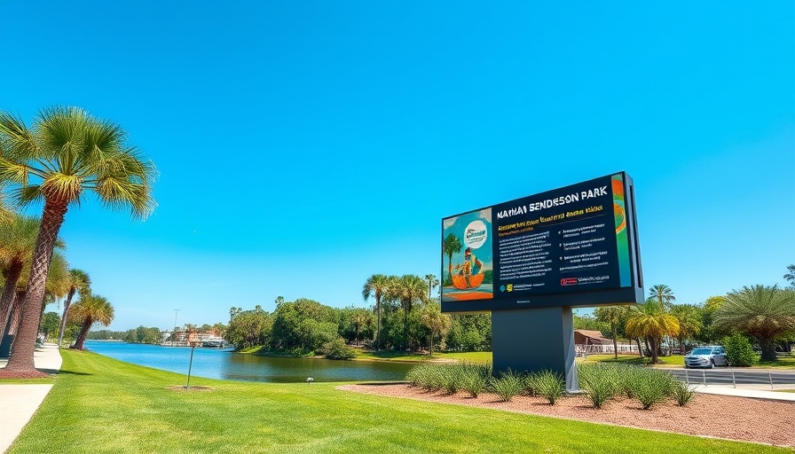 Florida Big 12 Rowing Championships billboard at Nathan Benderson Park.