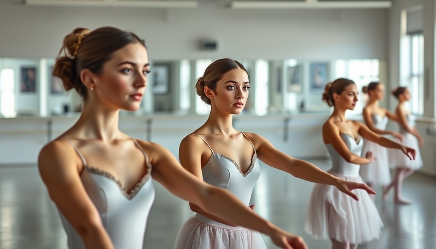 Ballet dancers practicing in studio at Florida Ballet Competition.