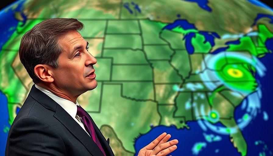Meteorologist delivers Orlando weather updates with storm forecast map.