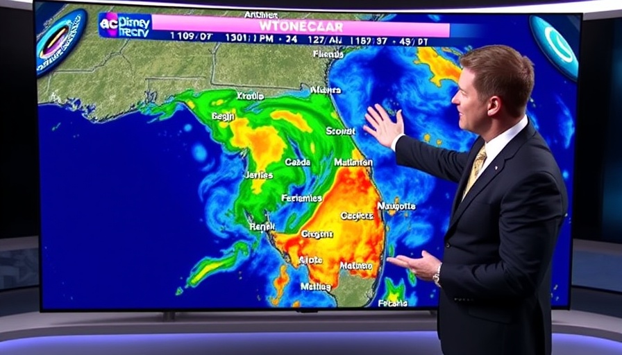 Meteorologist discussing Orlando weather updates on live radar.