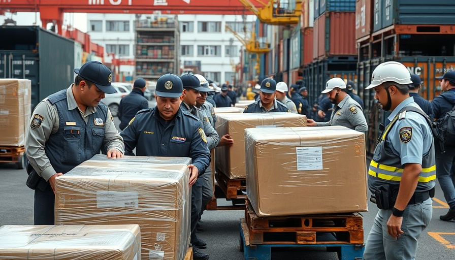 Port officers unloading packages during drug bust at Port Everglades.
