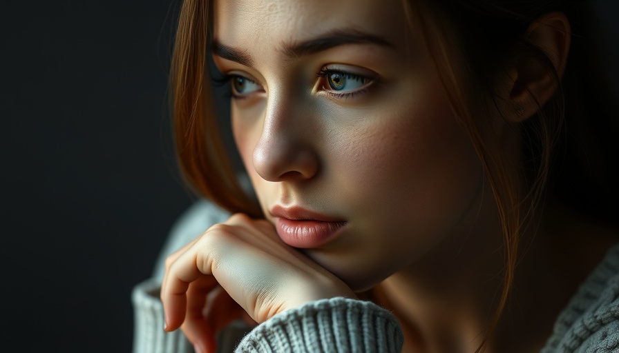 Reflective young woman contemplating healing from childhood trauma.