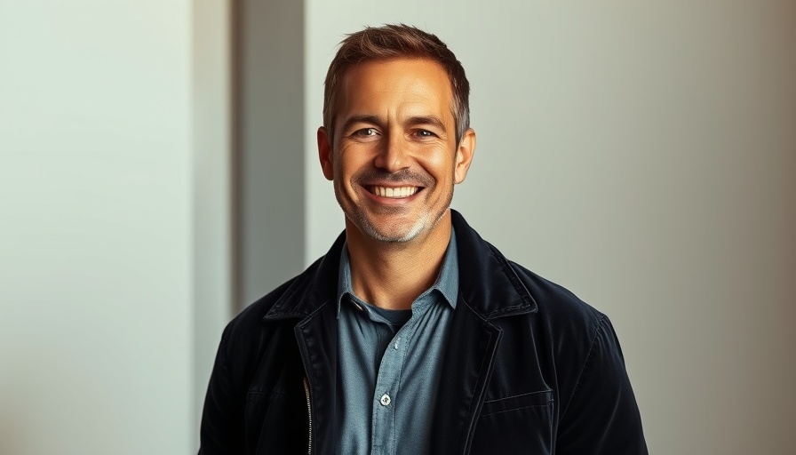 Smiling man at charity event, wearing a velvet jacket