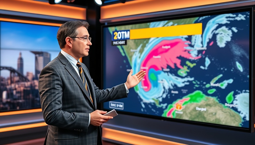 Meteorologist discussing flood alerts in South Florida on weather map.