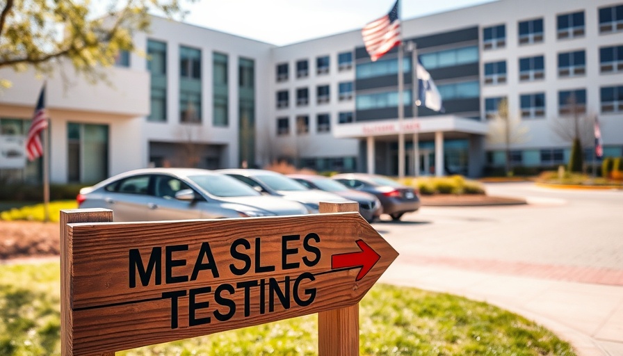 Measles outbreak Navajo County test location sign outside hospital.