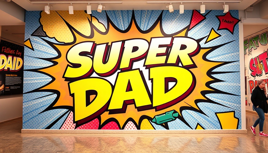 Comic mural at museum for Father's Day celebrations in St. Petersburg.