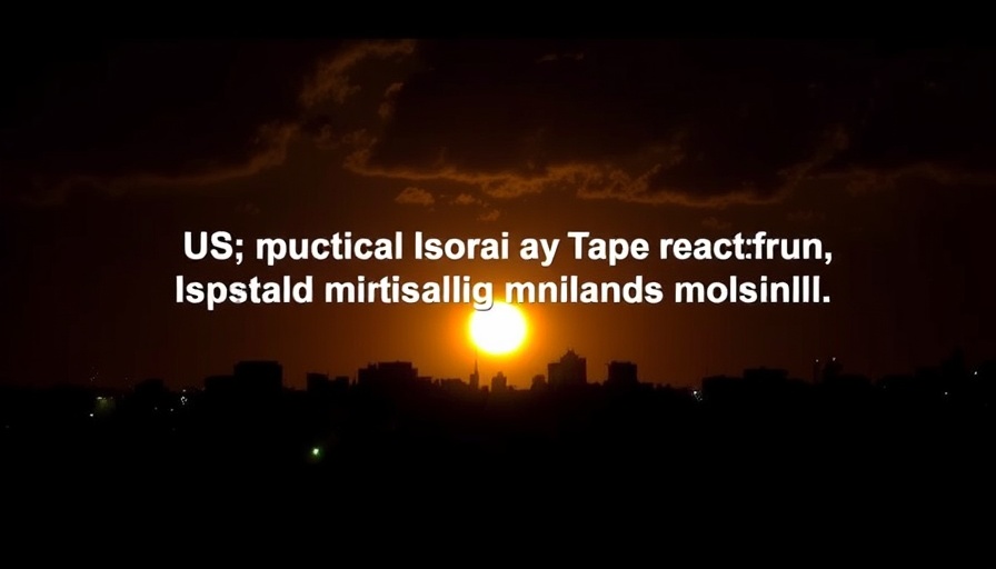 City night scene with text on US involvement in Israel-Iran conflict.