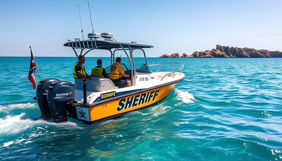 Sheriff boat patrols turquoise waters ensuring water safety tips for summer.