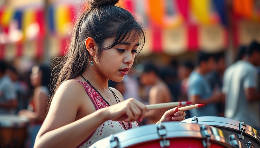 Young woman plays cymbals at Juneteenth celebration.