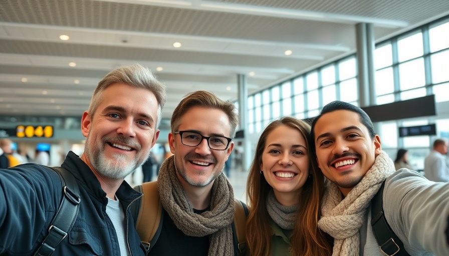 South Floridians in an airport terminal, smiling for a selfie.