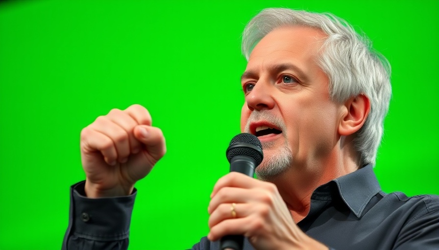 Man discussing humility in leadership, holding a microphone.