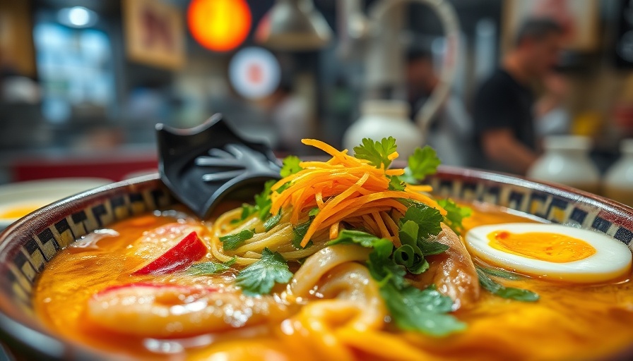 Japanese Kitchen Dosunco ramen bowl with vibrant toppings.