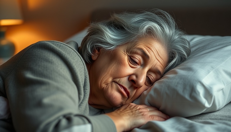 Older woman in bed, contemplating mental health and hormonal shifts.