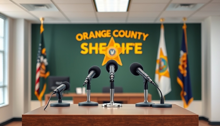 Orlando News conference setup at Orange County Sheriff's Office.