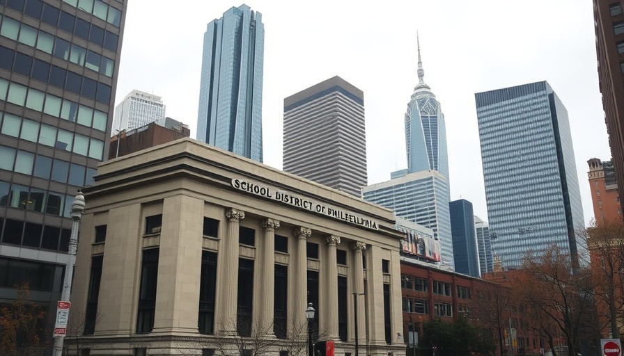 Philadelphia school district with city skyline in background